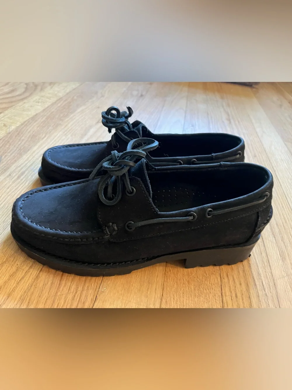 Men's Black Matte Leather Loafer Boat Shoes